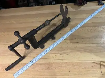 Antique 1860's Weedsport Drill Co.  Wagon Wheel Tire Drill Press, View more