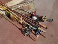 Vintage Fishing Gear - Rods Reels Tackle Box Antique