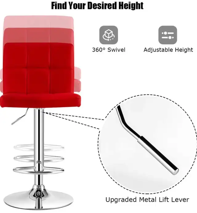 Adjustable Bar Stools Set of 2, Modern Swivel PU Leather NEW in Chairs & Recliners in City of Toronto - Image 6