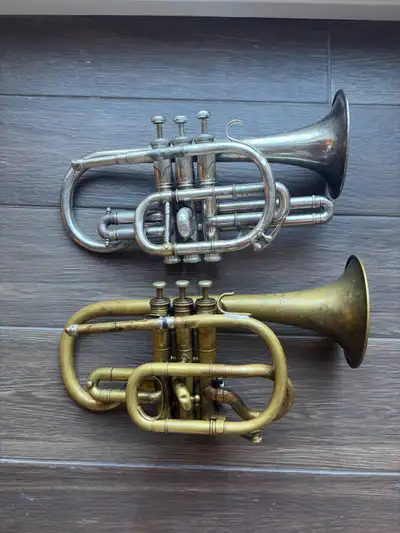Two Antique Bb Cornets for Parts, View more
