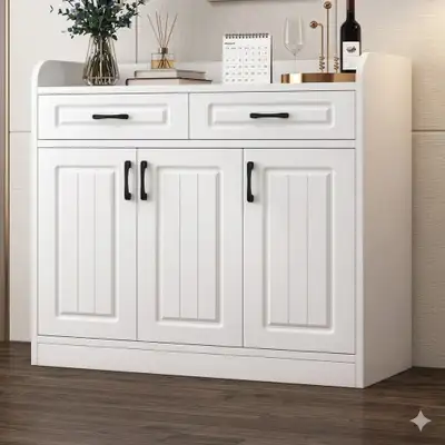 White Storage Cabinet with Drawers and Doors 90*34*90cm, View more