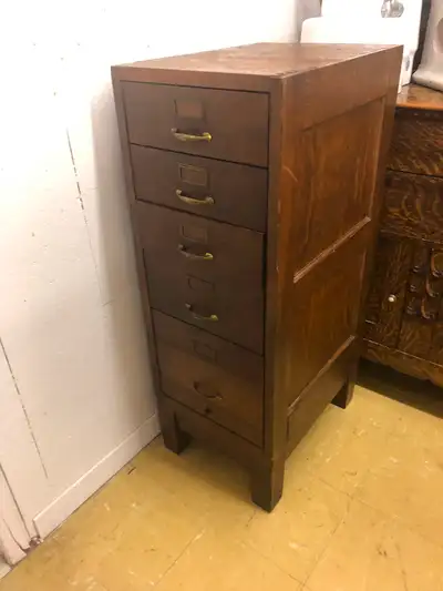 Antique solid oak file cabinet, View more