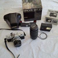 Minolta SR-T 101 ,35mm reflex camera with axcessoris