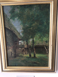 Antique Waterwheel Oil Painting + Private Art Collection Sale