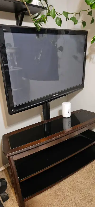 Panasonic 55” plasma screen tv and stand with mount, View more