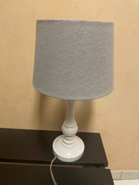 IKEA white table lamp with grey shade