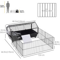 Metal Small Animal Cage, Rabbit Cage for Guinea Pig Chinchilla H