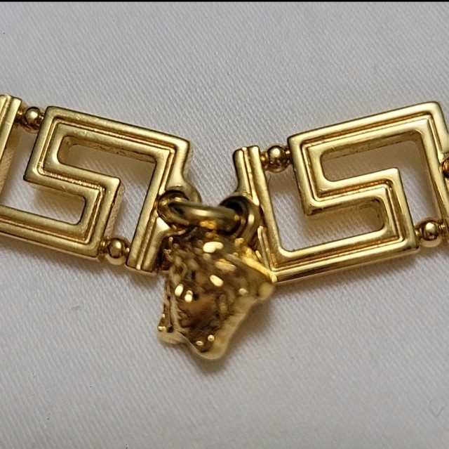 Unisex Versace Goldtone Grecamania Bracelet Unisex Medusa Charm in Jewellery & Watches in St. Catharines - Image 3