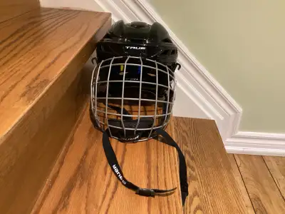 Medium Black True Hockey Helmet with Cage, View more