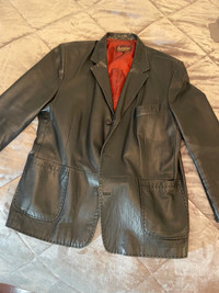 Manteau en cuir noir size 48 de marque Barcelino