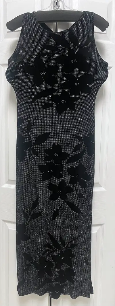 Elegant Black & Silver Sheath Dress. size S, View more
