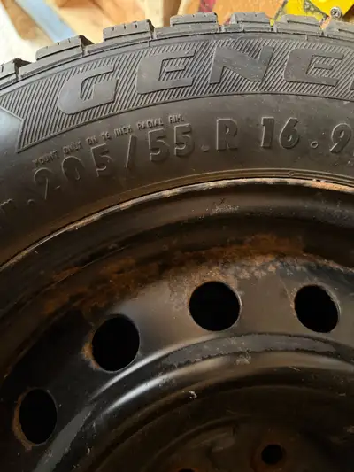 - Winter tires with rims - 205/55 R16 - 5x100 bolt pattern - Very good tread