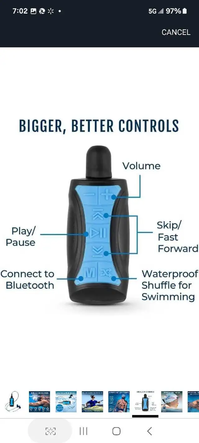 H2O Audio Stream 3 MP3 Player with Surge S+ Earbuds - Waterproof in iPod & MP3 Accessories in Markham / York Region - Image 4