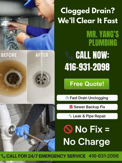Mr. Yang's Plumbing Toronto GTA 24/7 emergency drain cleaning un, View more