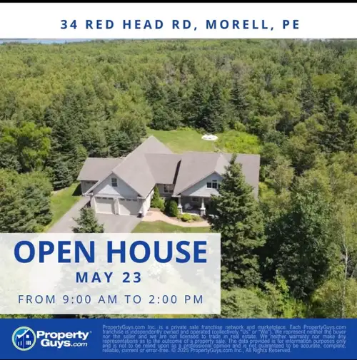 Open house 34 Red Head Rd Nearly 5 acres in village og Morell. Next door to waterfront park for trai...