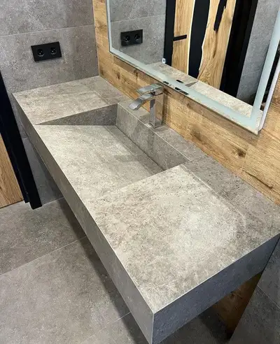 Custom Integrated Quartz Sink Vanity Top | Ontario, View more