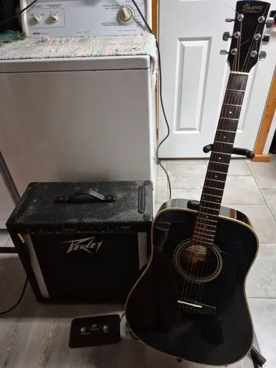 Guitar and Peavey amp, View more