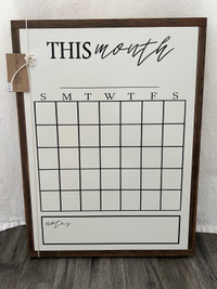 Locally made white dry erase calendar