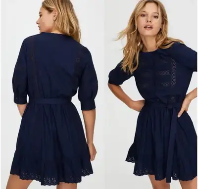 Sunday Best by Aritzia Mint condition(worn twice) Xs Blue navy Eyelet detailing