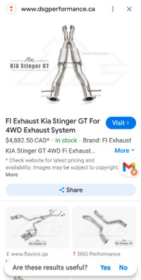 Kia stinger exhaust and 1 muffler