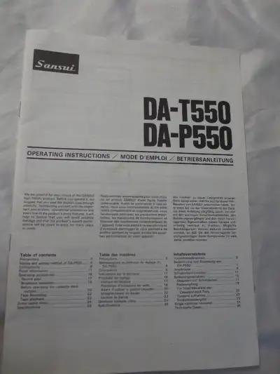 Sansui DA-T550/DA-P550 Operating Instructions, View more