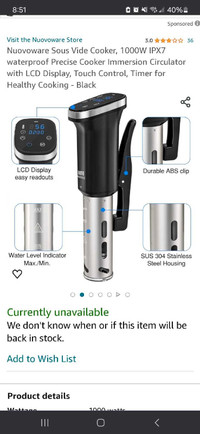 Nuovoware Sous Vide Cooker Immersion Circulator