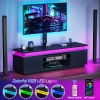 Rolanstar TV Stand with LED Lights & Power Outlet and Storage