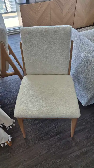 Upholstered Dining Chair - Light Cream and Light Solid Oak, View more