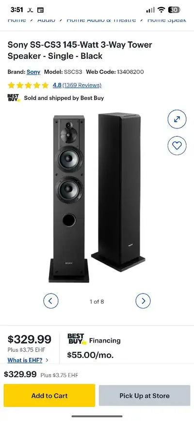 Sony SS-CS3 Speaker System, View more