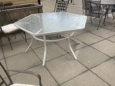 54” white hexagon outdoor table