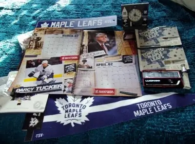 I HAVE 9 TORONTO MAPLE LEAF COLLECTIBLE ITEMS FOR SALE FOR THE COLLECTOR OR MAN CAVE ALL ARE OFFICIA...