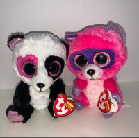 Ty beanie boo’s Mandy panda and Roxy raccoon