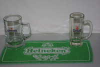Heineken Brewing Beer Mugs and Bar Towel combo