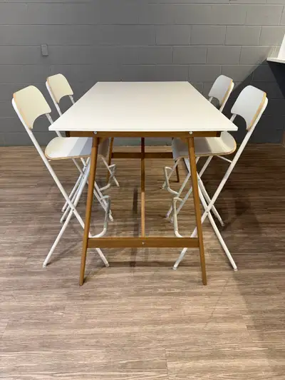 Modern Table & 4 Folding Chairs – Good Condition, View more