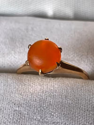 Here is a rare find in this Victorian Opal, Gold Engagement Ring, Claw Prong Set Solitaire, Antique...