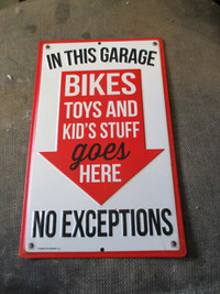 DECORATIVE BIKES , TOYS KIDS STUFF TIN GARAGE WALL SIGN $20.