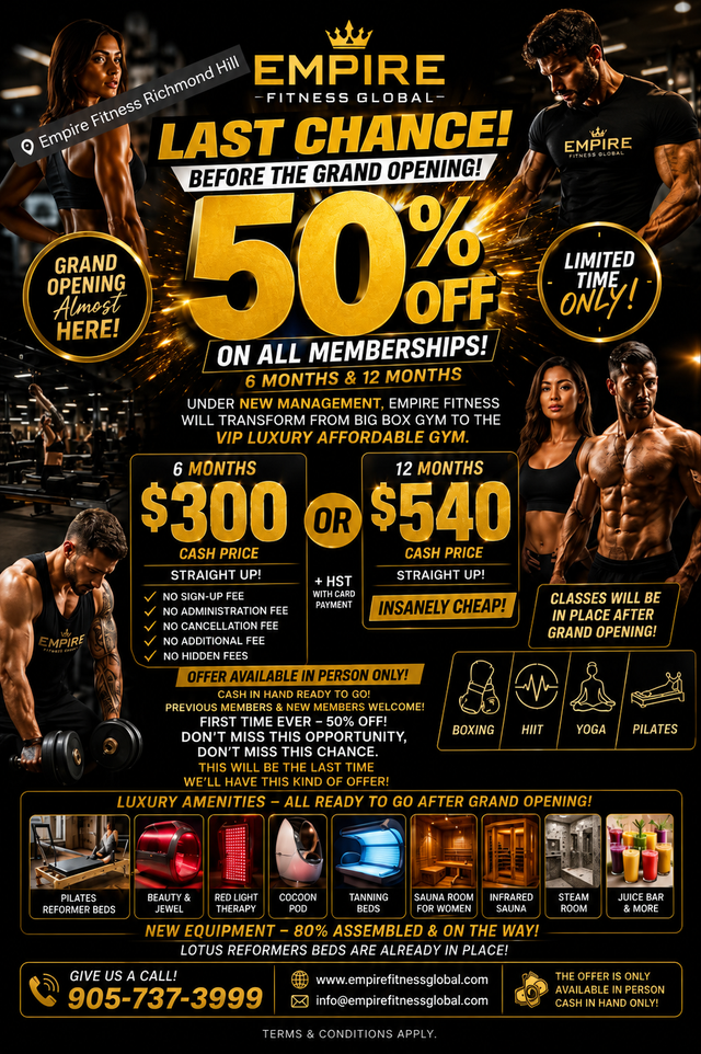 50% OFF Gym Memberships – Empire Fitness