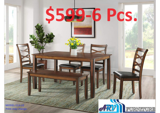 DINING TABLE CHAIR BENCH WOOD PU KITCHEN DINETTE ARV FURNITURE in Dining Tables & Sets in Mississauga / Peel Region