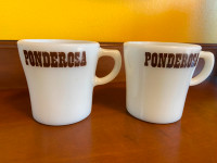 Vintage Pyrex Ponderosa Restaurant Ware 1970s Milk Glass Mugs