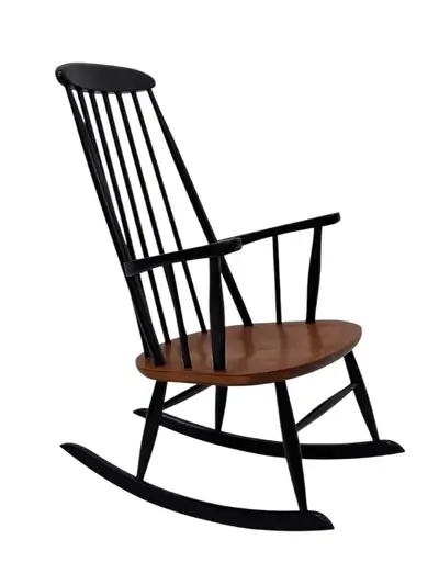 Chaise berçante scandinave mid-century en teck , View more