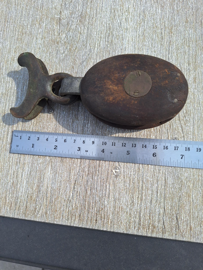 Antique Wood and Brass Ships Block $45.