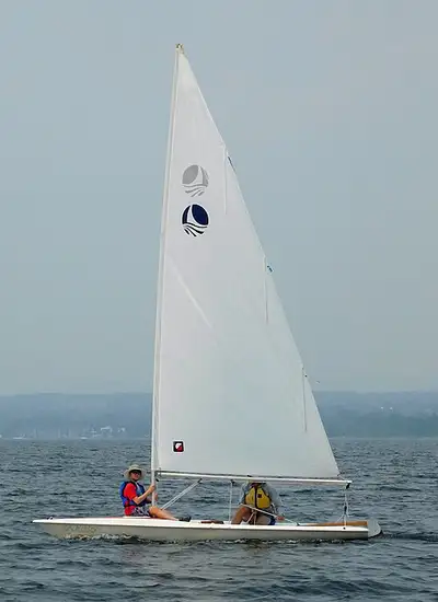 Good condition. Bombardier produced this as a competitor to the Laser. Can be sailed by one or two p...