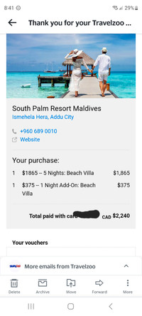 Maldives vacation, all inclusive 6 nights. Travelzoo