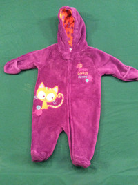 Baby Girl purple snow suite,  size 6-9 months
