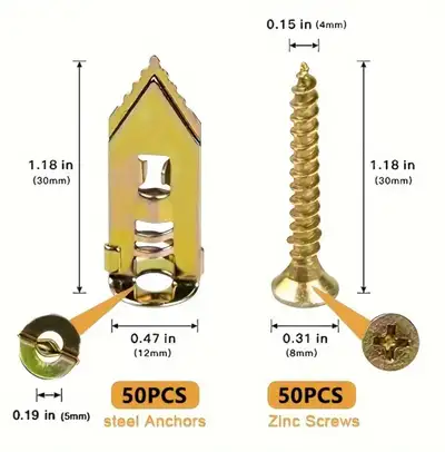  Expansion Anchors and Screws for Gypsum Drywall Board, , View more