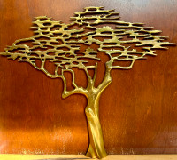 Vintage Solid Brass Tree of Life Asian Bonsai Wall Art Hanging