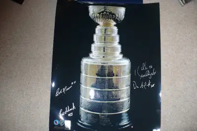 Hi I have the following Leafs collectibles all in mint condition: signed pictures: 16 x 20 bob nevin...