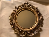 Vintage Round Mirror in an Ornate Wooden Frame