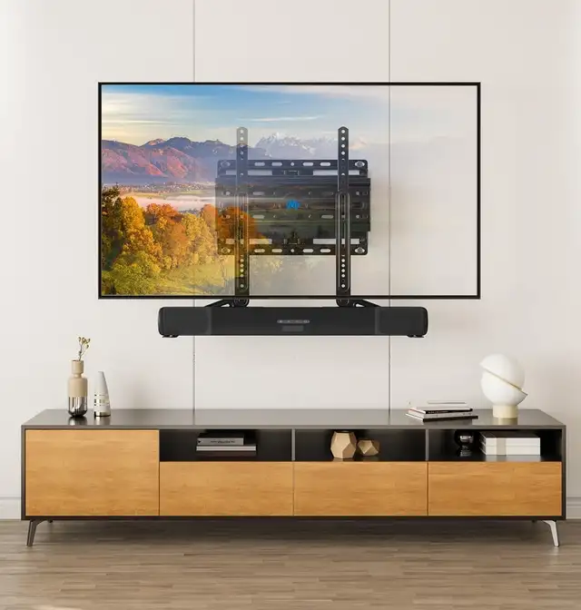 NEW-Universal fit soundbar mounting bracket for above/below TV .