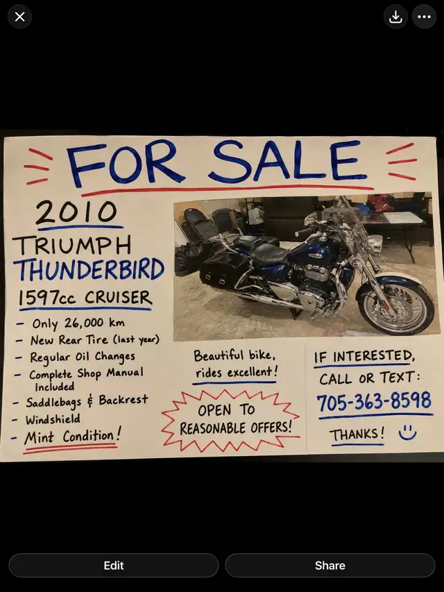 Triumph Thunderbird 1600 in Street, Cruisers & Choppers in Timmins - Image 3